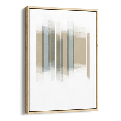 Beige and Grey Mid Century Modern Stripes Geometric Abstract Print