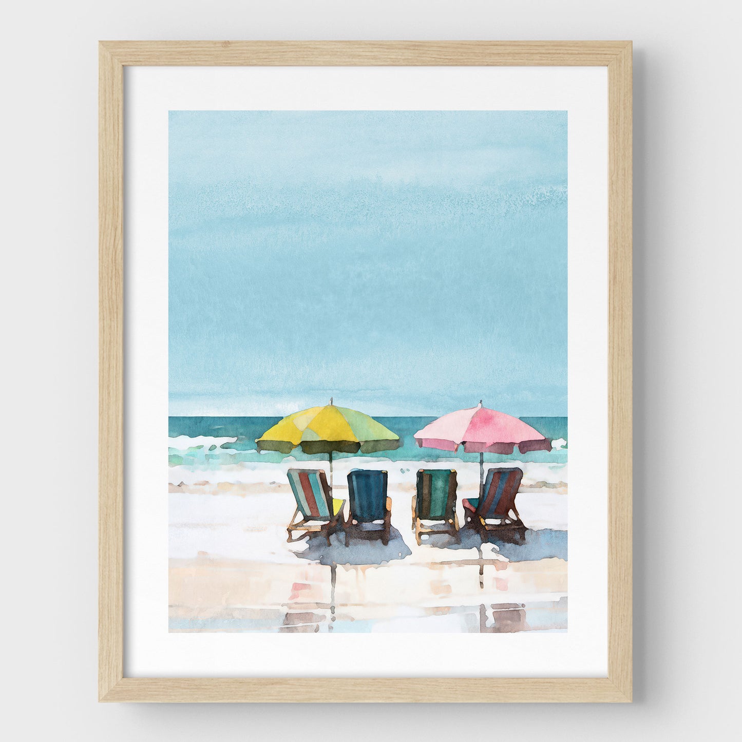 Colorful Beach Chairs and Umbrellas Print