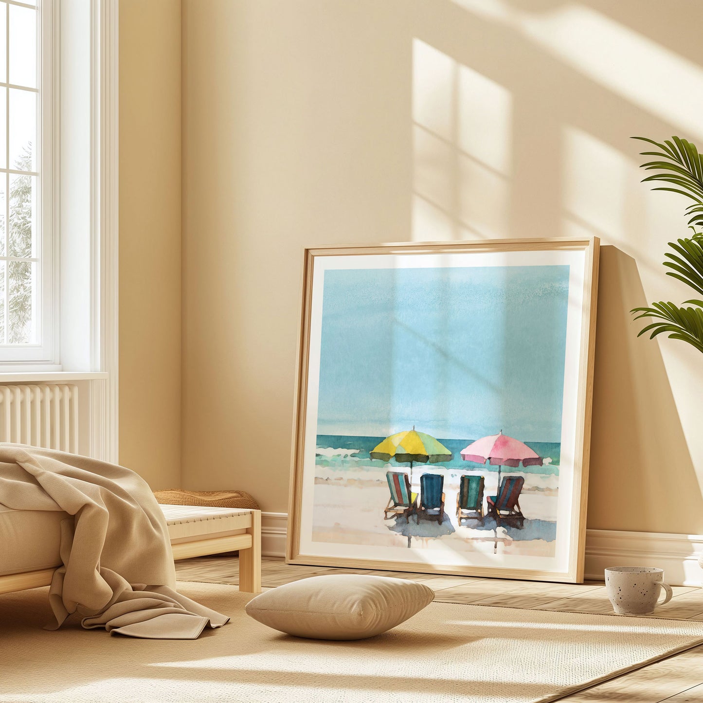 Colorful Beach Chairs and Umbrellas Print