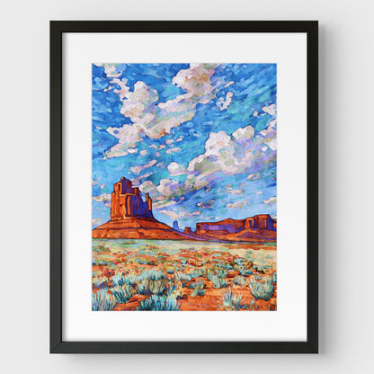 Colorful Monument Valley Watercolor Print