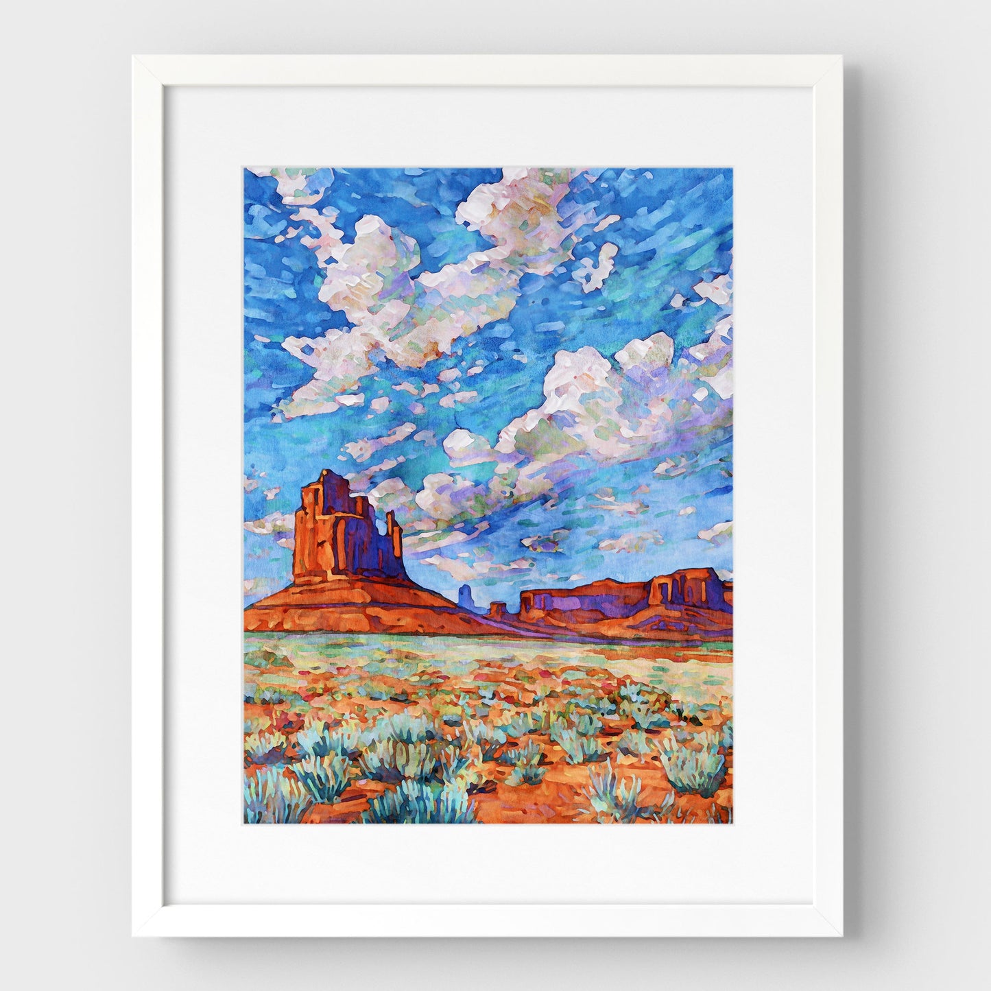 Colorful Monument Valley Watercolor Print
