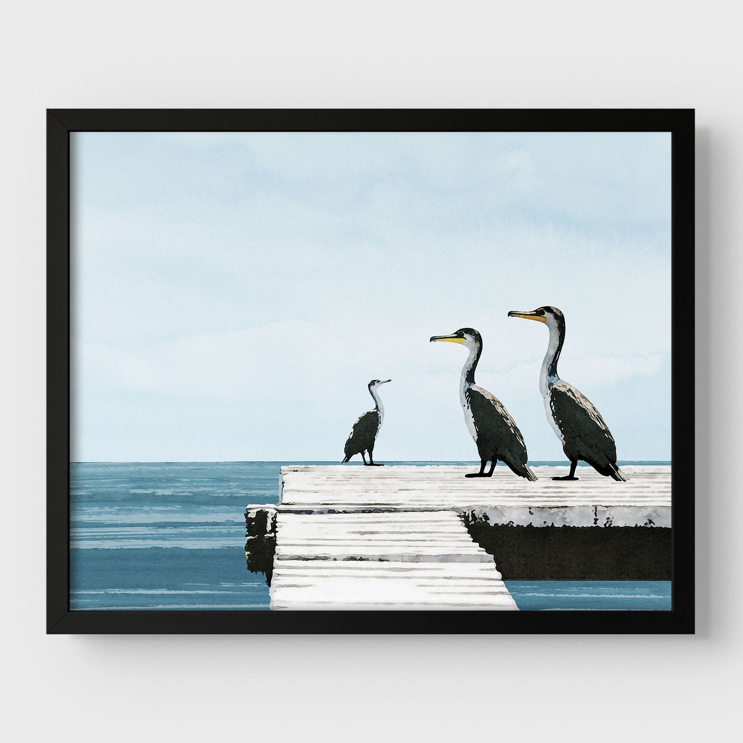 Cormorants on a Pier Print