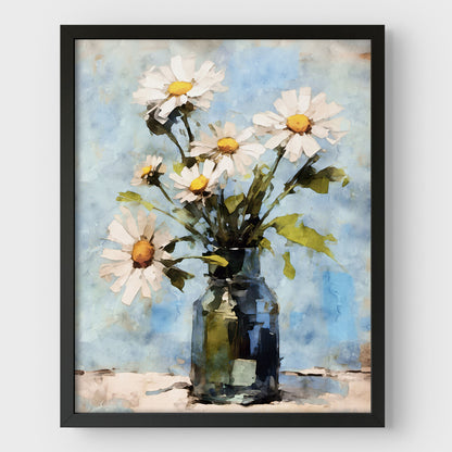 White Daisies Impressionist Still Life Print