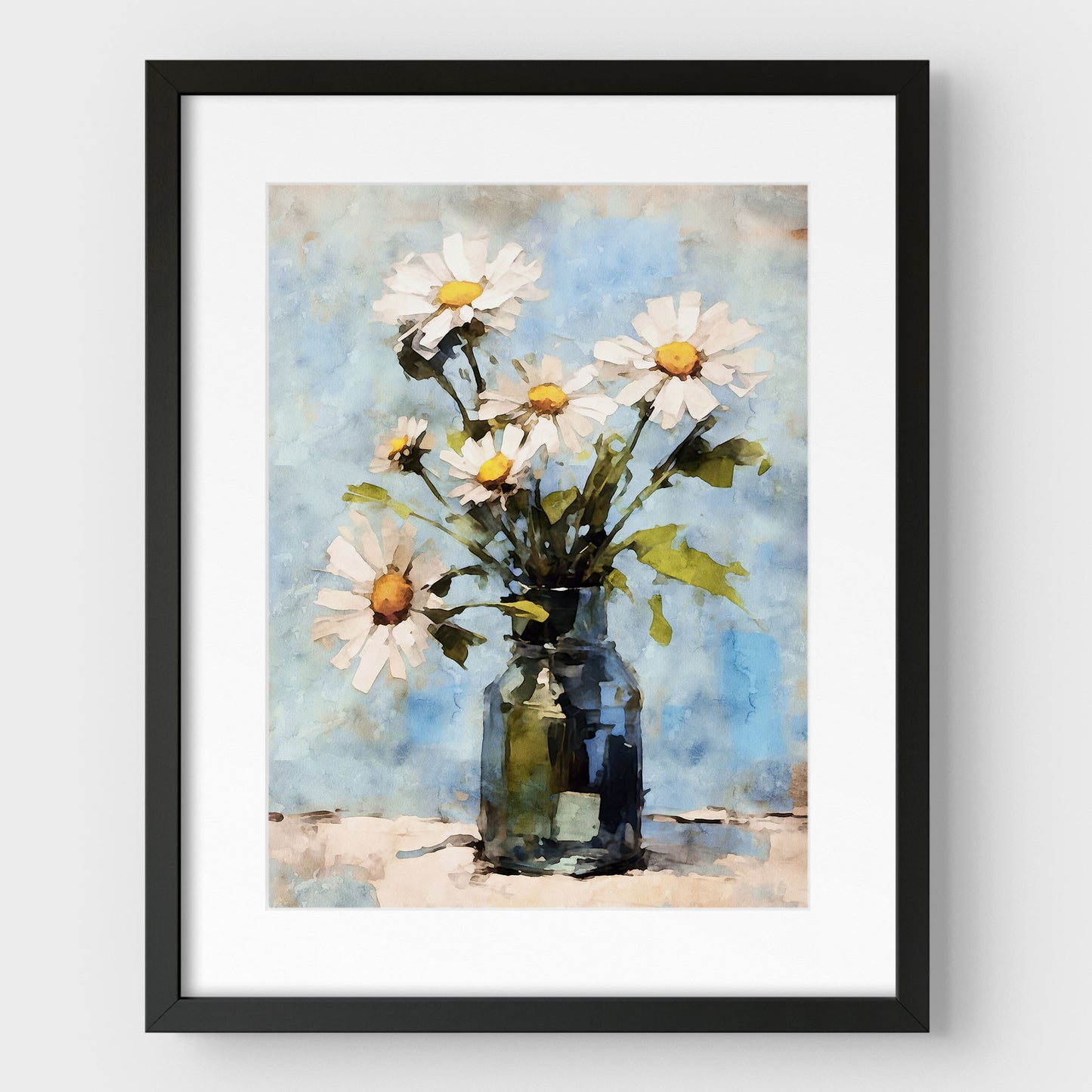 White Daisies Impressionist Still Life Print