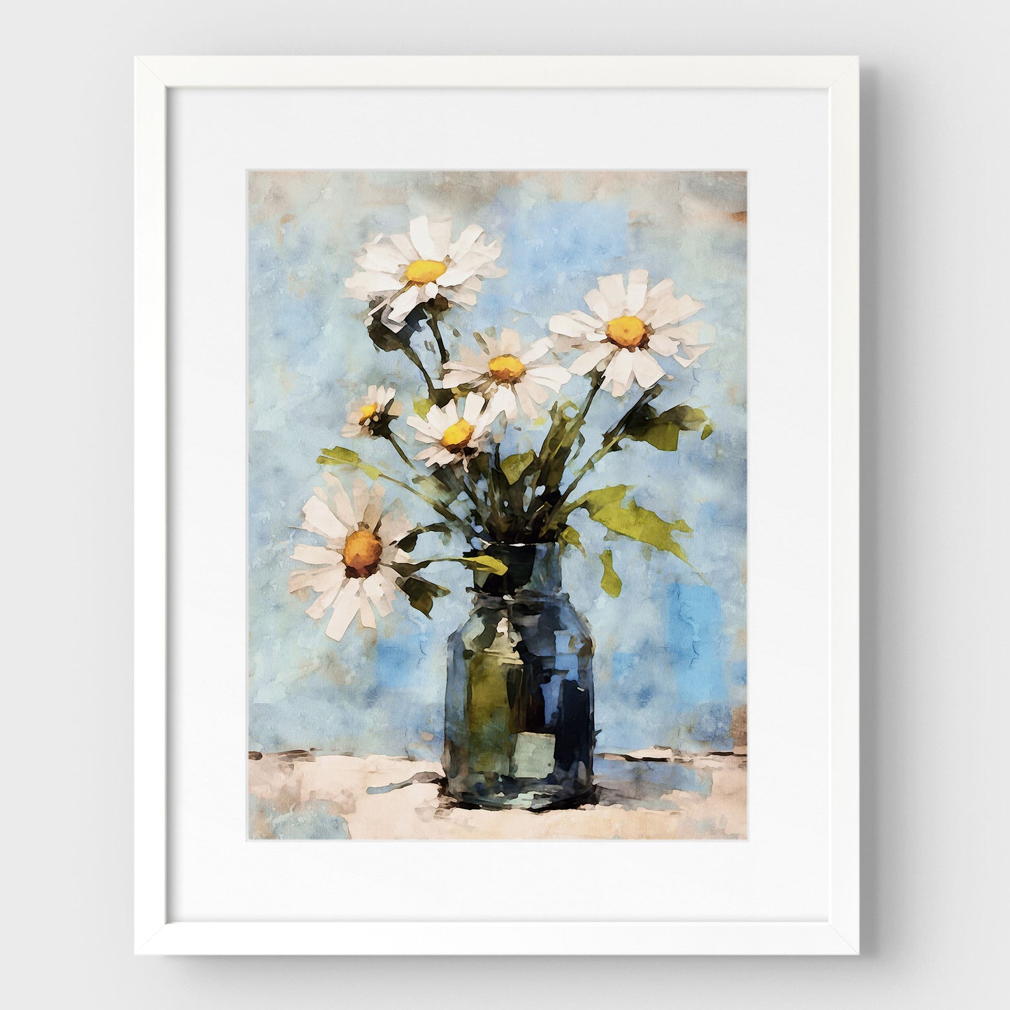 White Daisies Impressionist Still Life Print