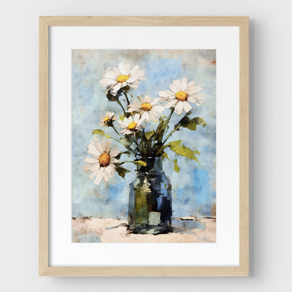 White Daisies Impressionist Still Life Print