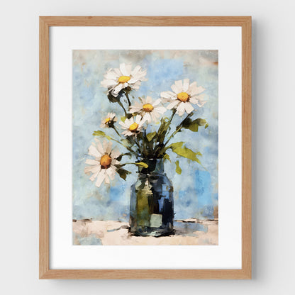 White Daisies Impressionist Still Life Print