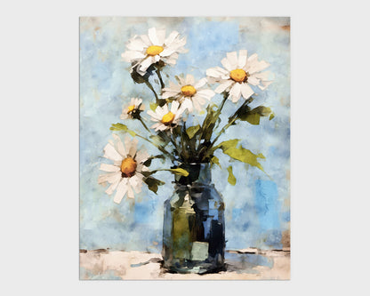 White Daisies Impressionist Still Life Print