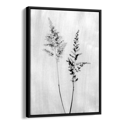 Minimalist Wildflower Silhouette Black and White Photography Print