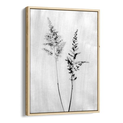 Minimalist Wildflower Silhouette Black and White Photography Print