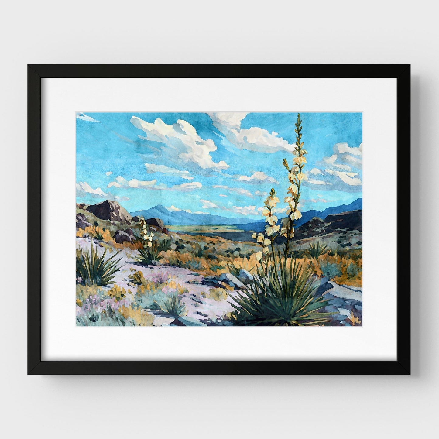 Desert Yucca Landscape Watercolor Print