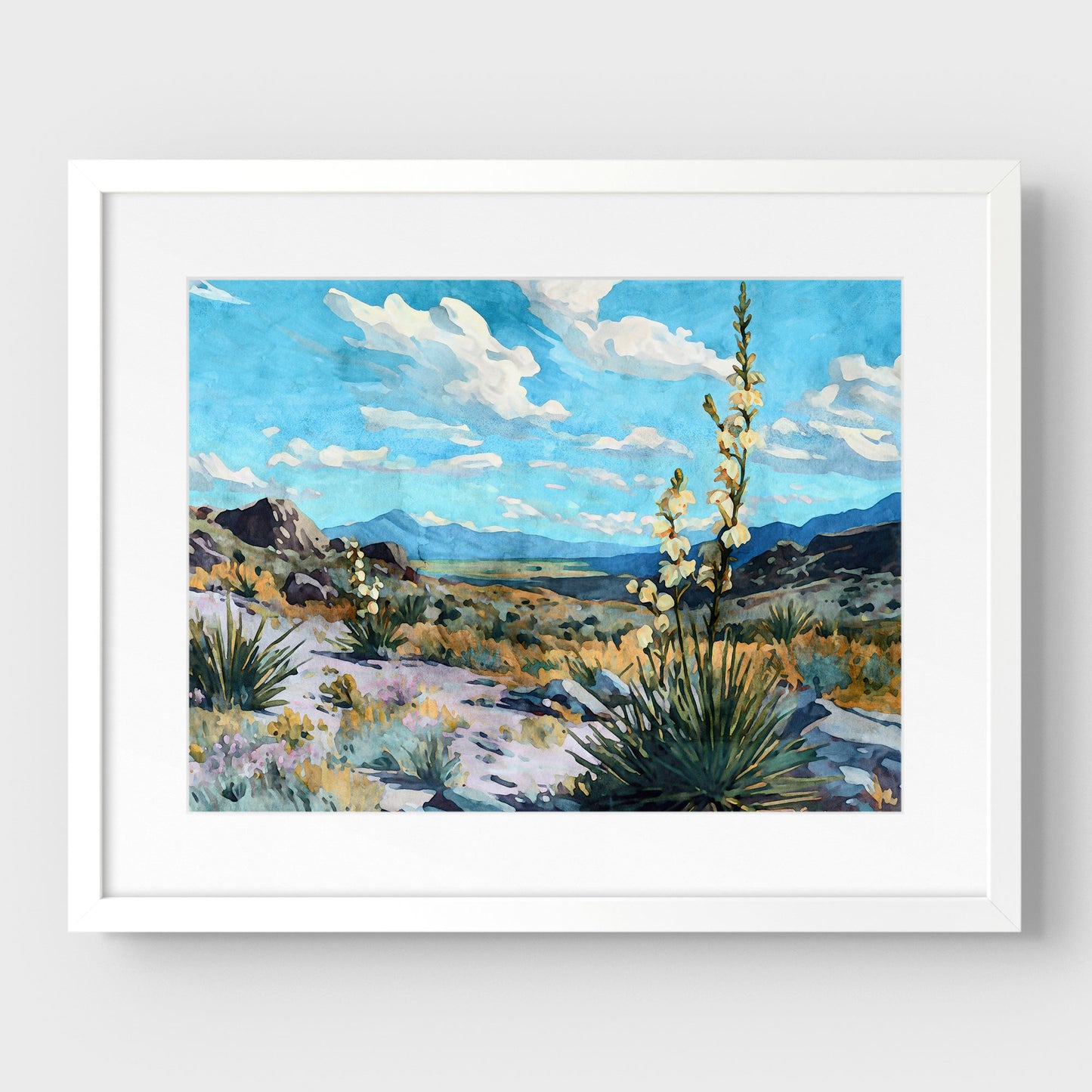 Desert Yucca Landscape Watercolor Print