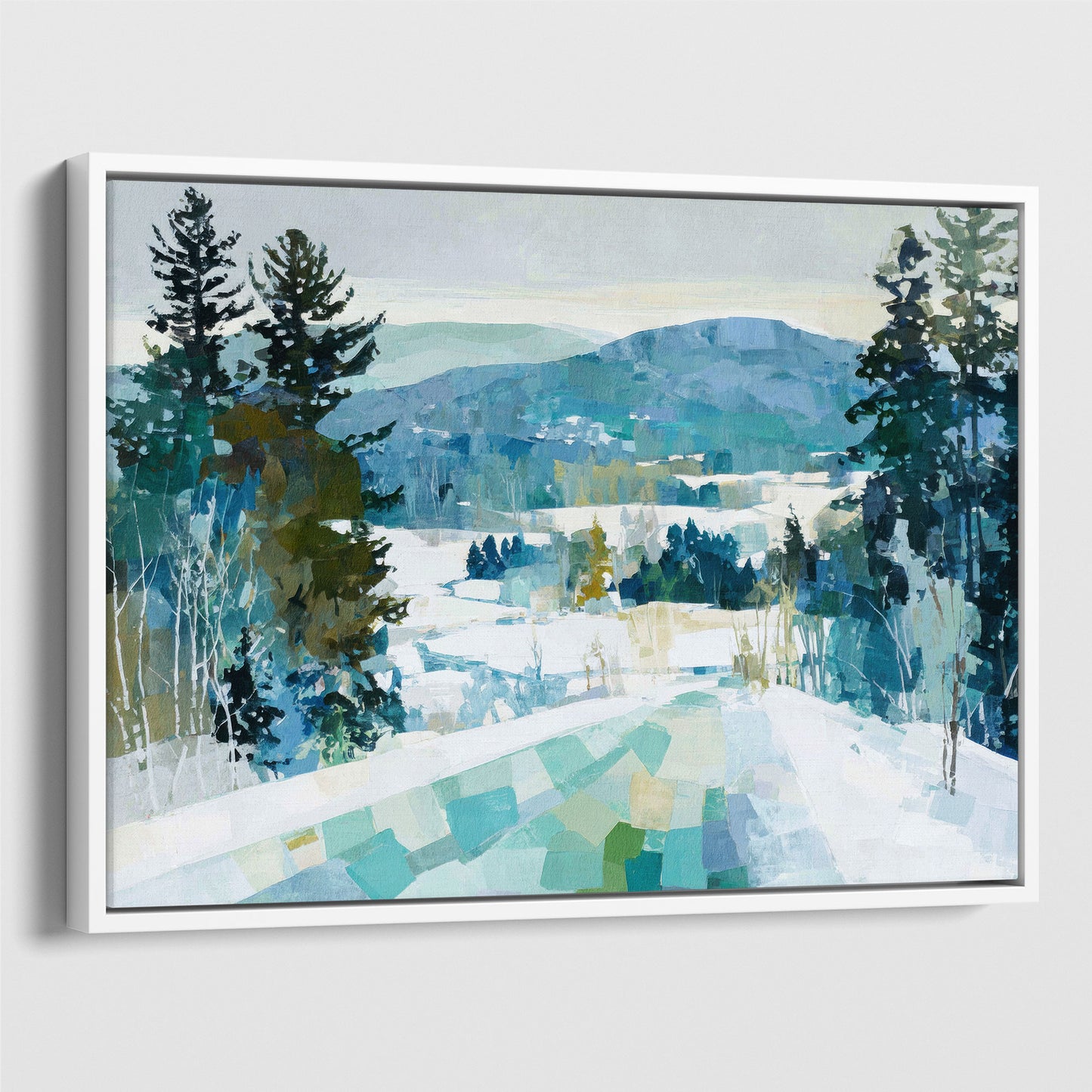 Snowy Mountain Abstracted Landscape Art Print