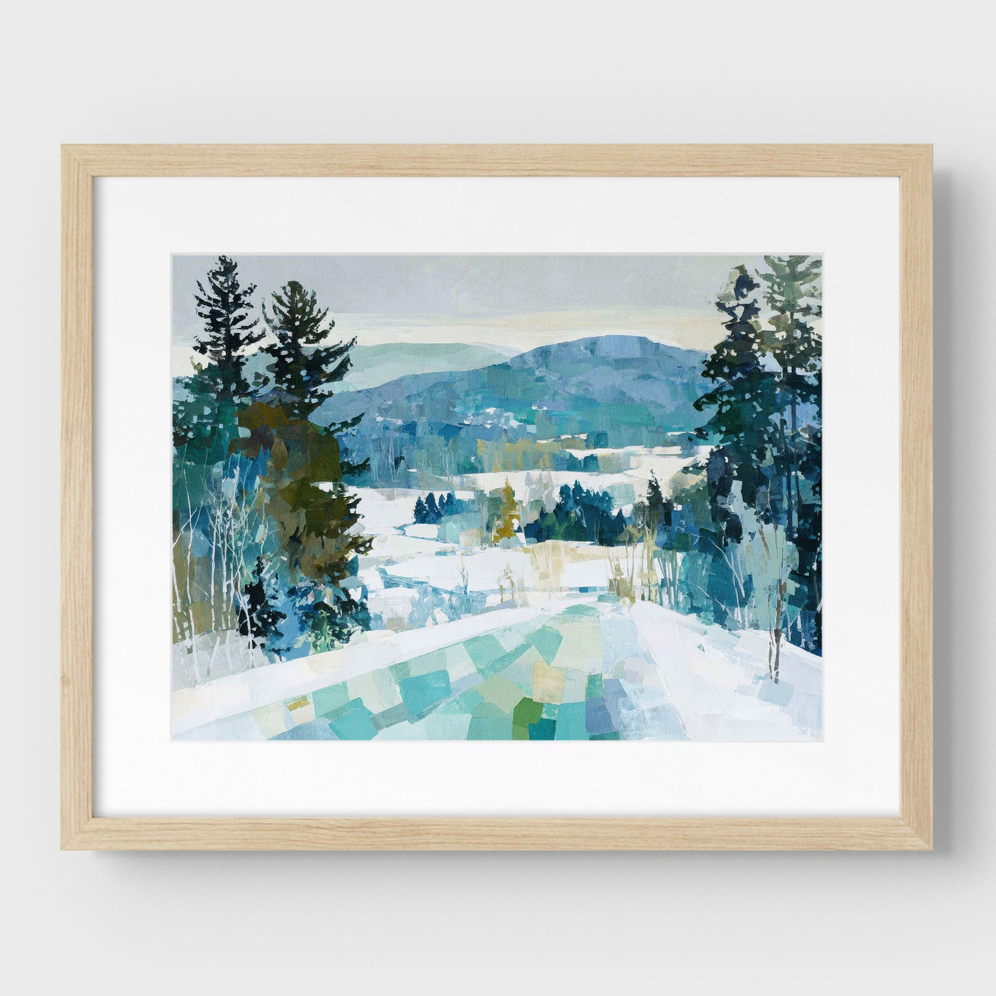 Snowy Mountain Abstracted Landscape Art Print