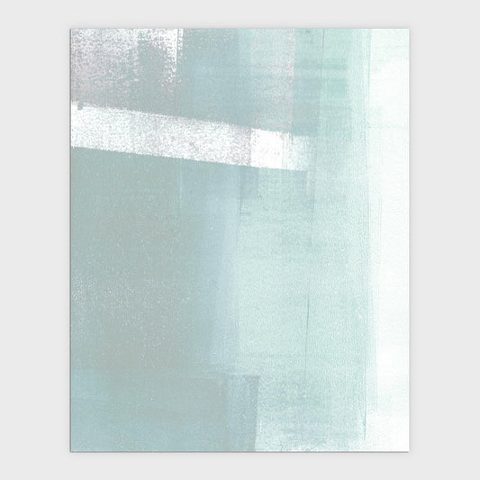 Aqua Blue Geometric Coastal Abstract Painting Print