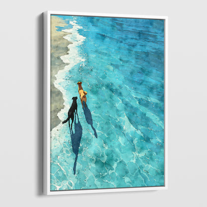 Two Dogs on the Beach Art Print
