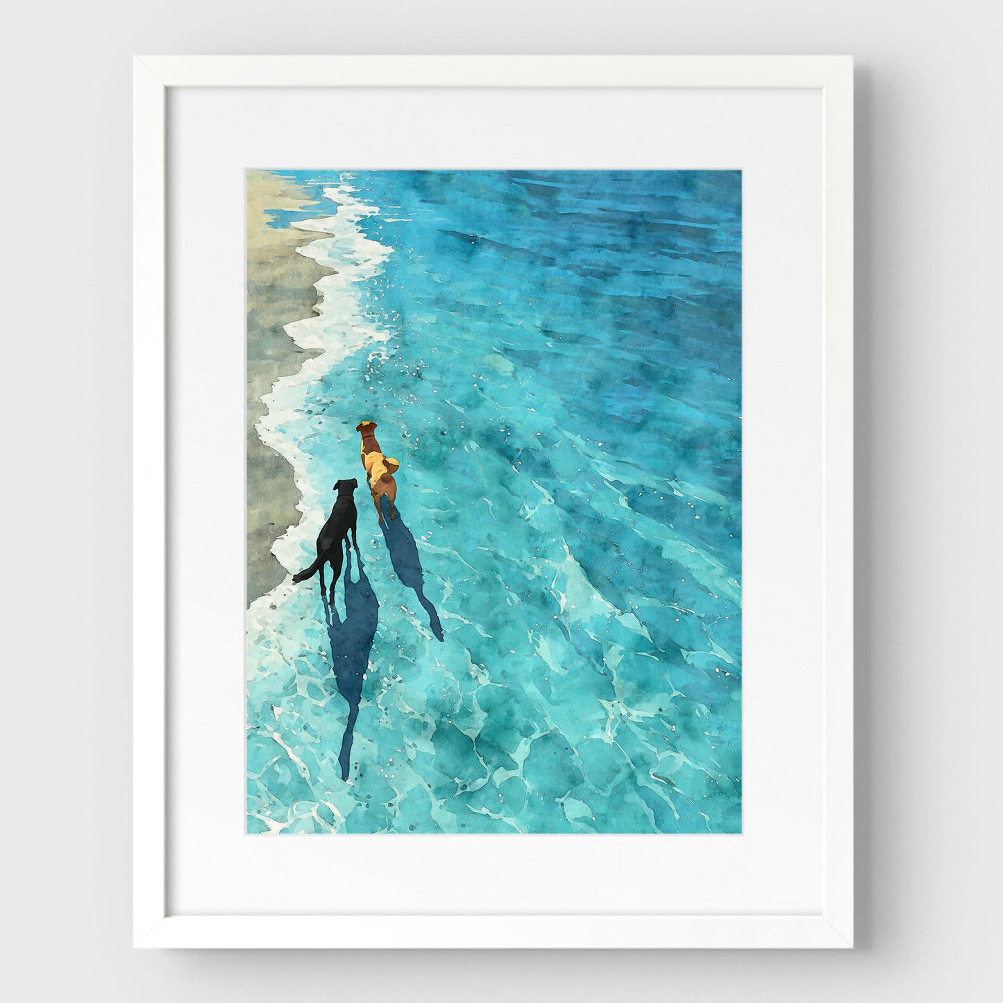 Two Dogs on the Beach Art Print