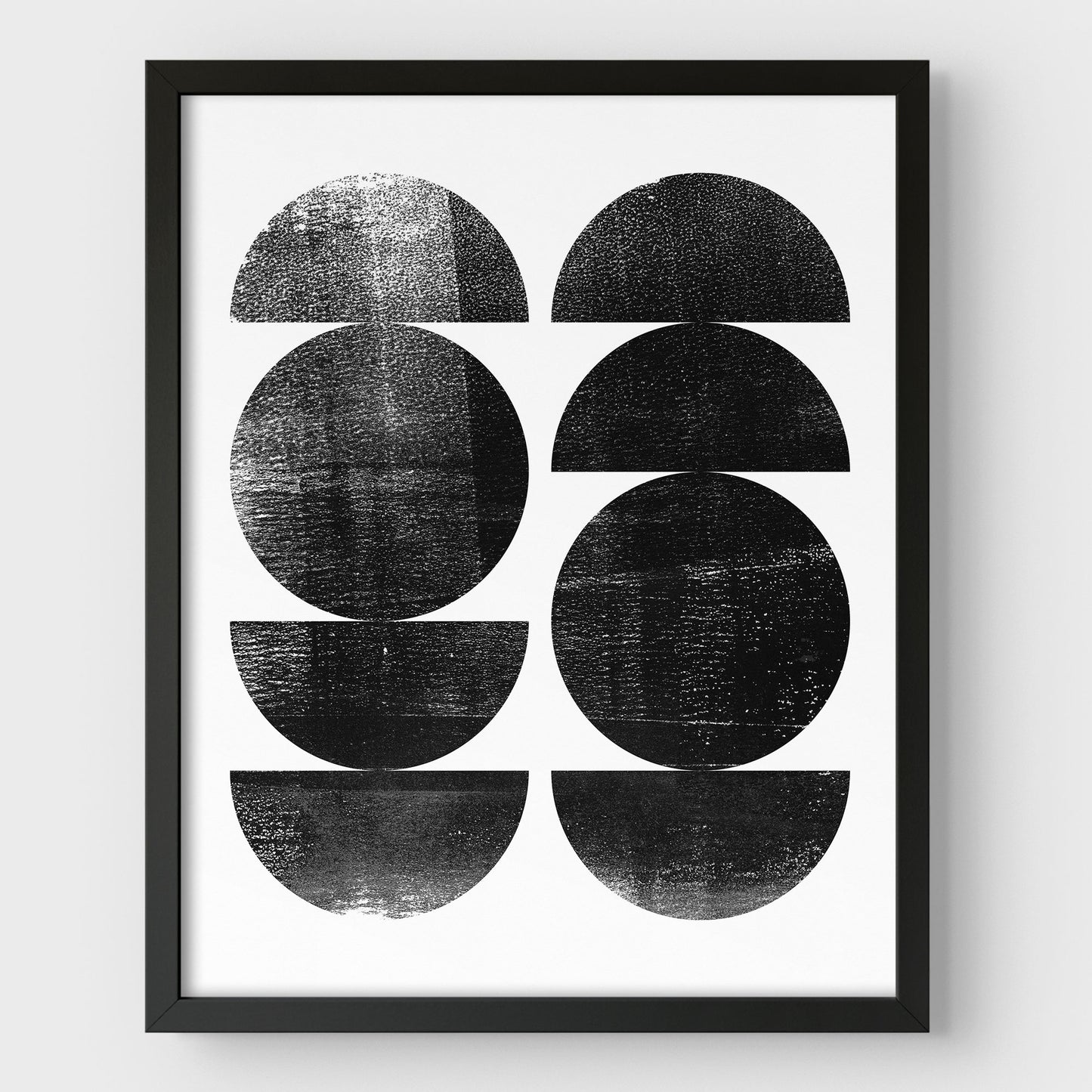 Black and White Circle Stack Mid Century Modern Geometric Abstract Print