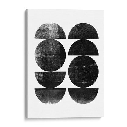 Black and White Circle Stack Mid Century Modern Geometric Abstract Print