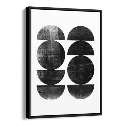 Black and White Circle Stack Mid Century Modern Geometric Abstract Print