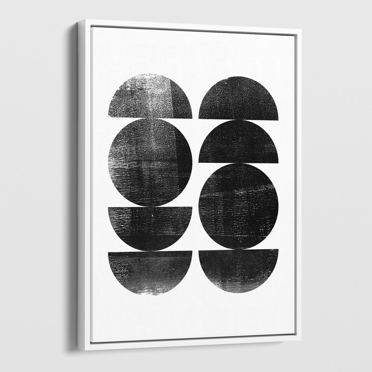 Black and White Circle Stack Mid Century Modern Geometric Abstract Print