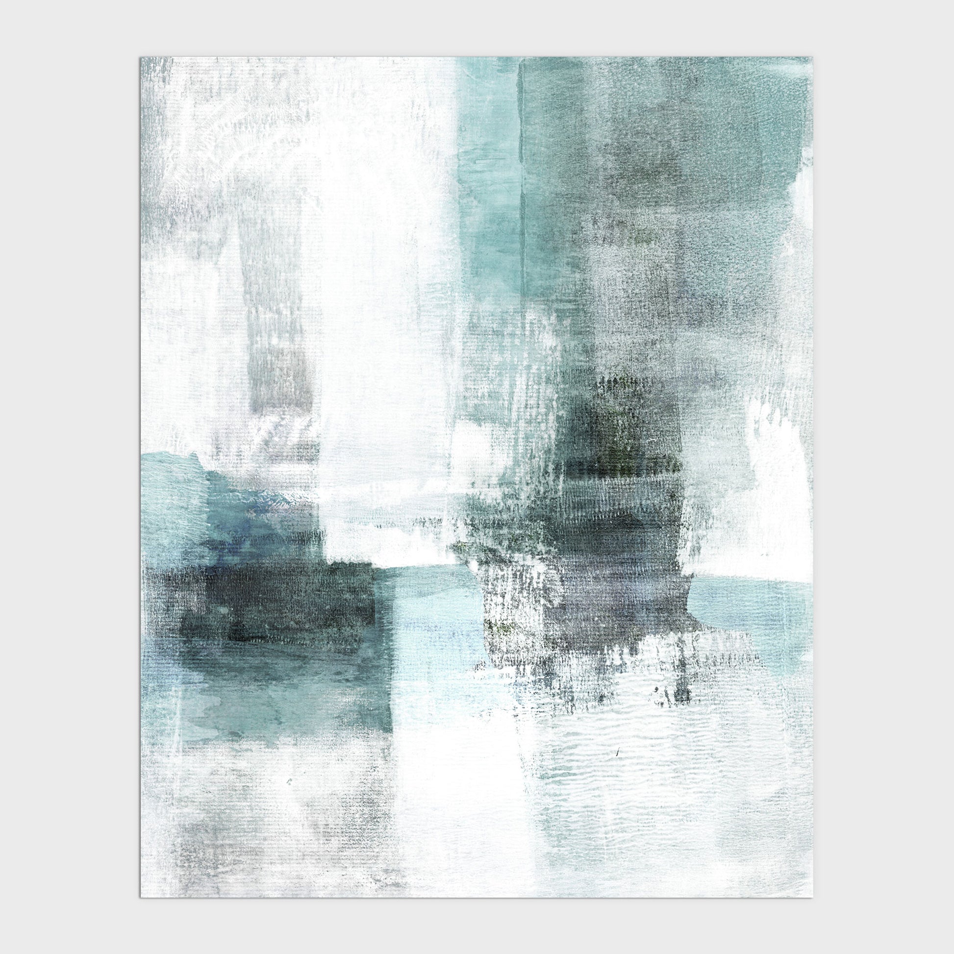 Aqua Blue and Grey Ethereal Abstract Painting Print