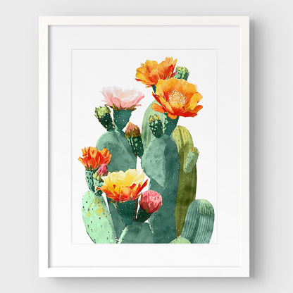 Southwest Flowering Cactus Watercolor Art Print