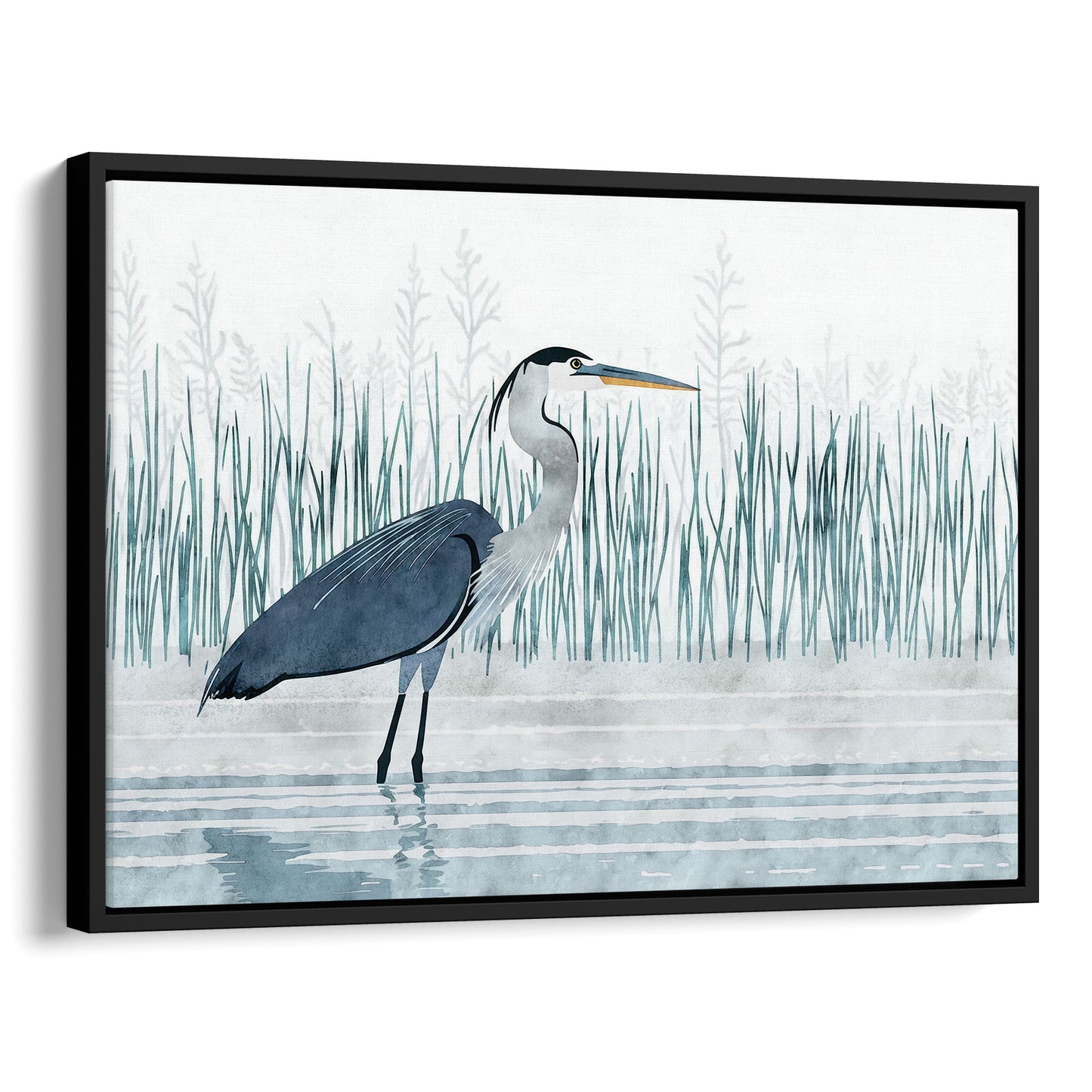 Minimalist Great Blue Heron Marsh Print
