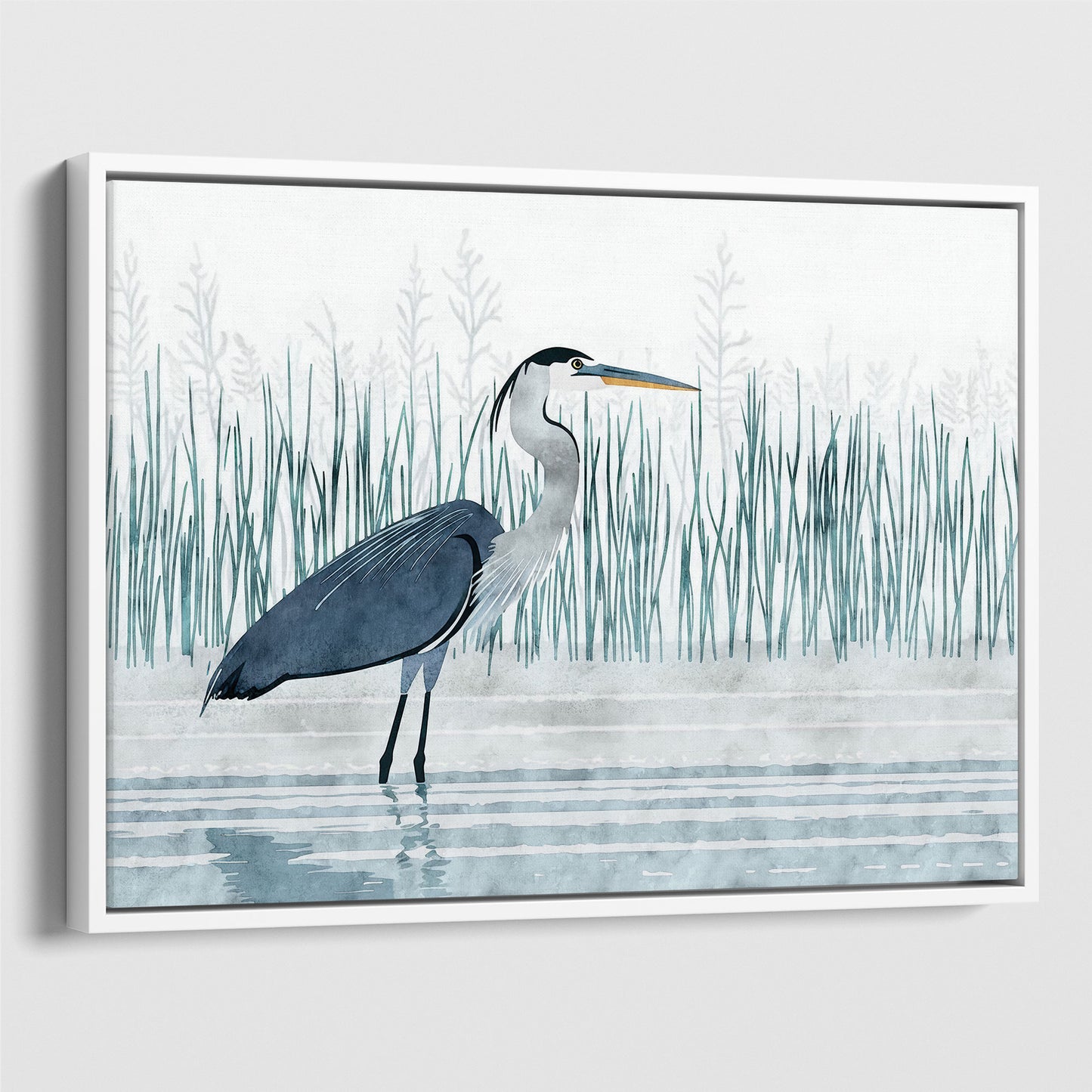 Minimalist Great Blue Heron Marsh Print