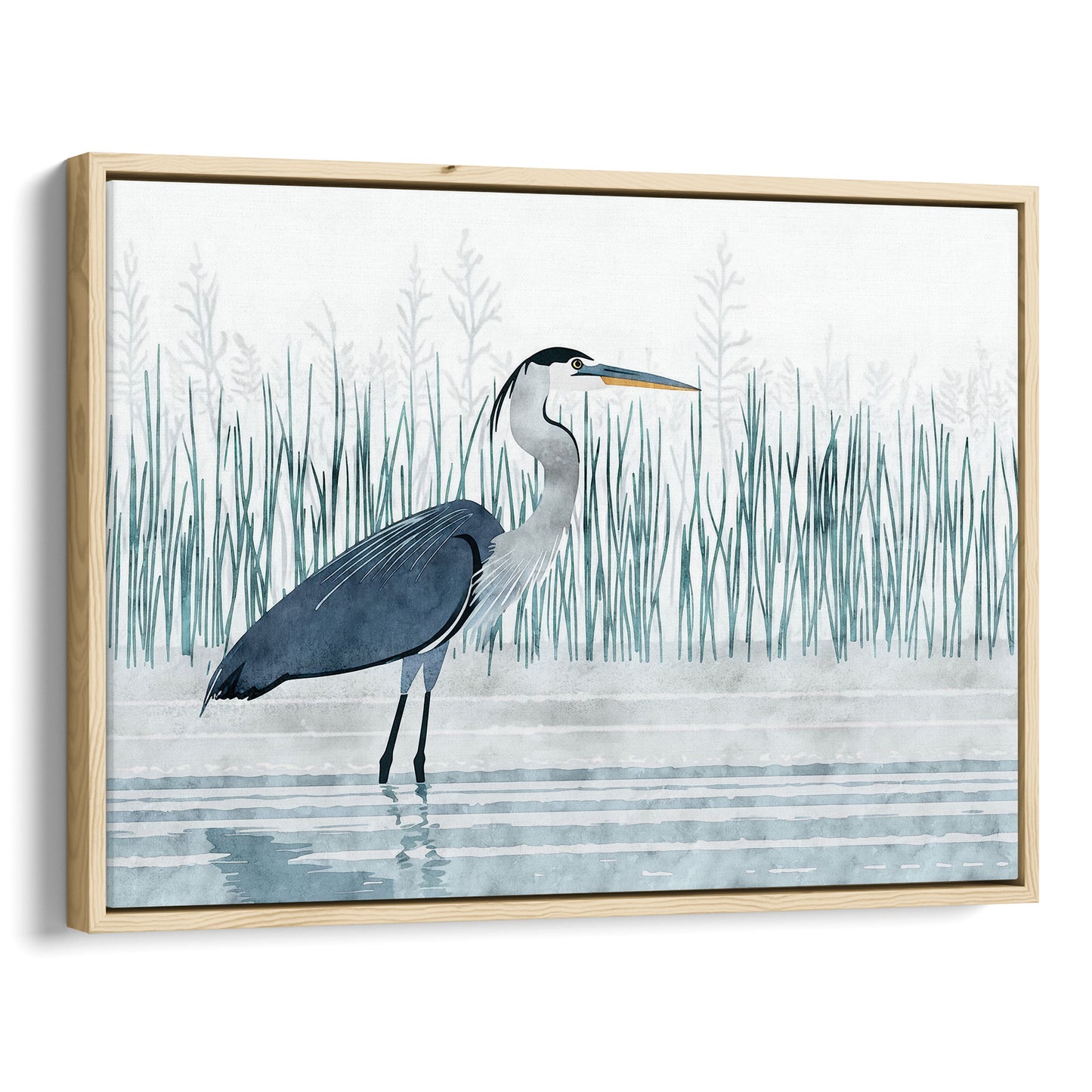 Minimalist Great Blue Heron Marsh Print