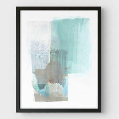 Aqua Blue and Brown Abstract Watercolor Painting Print