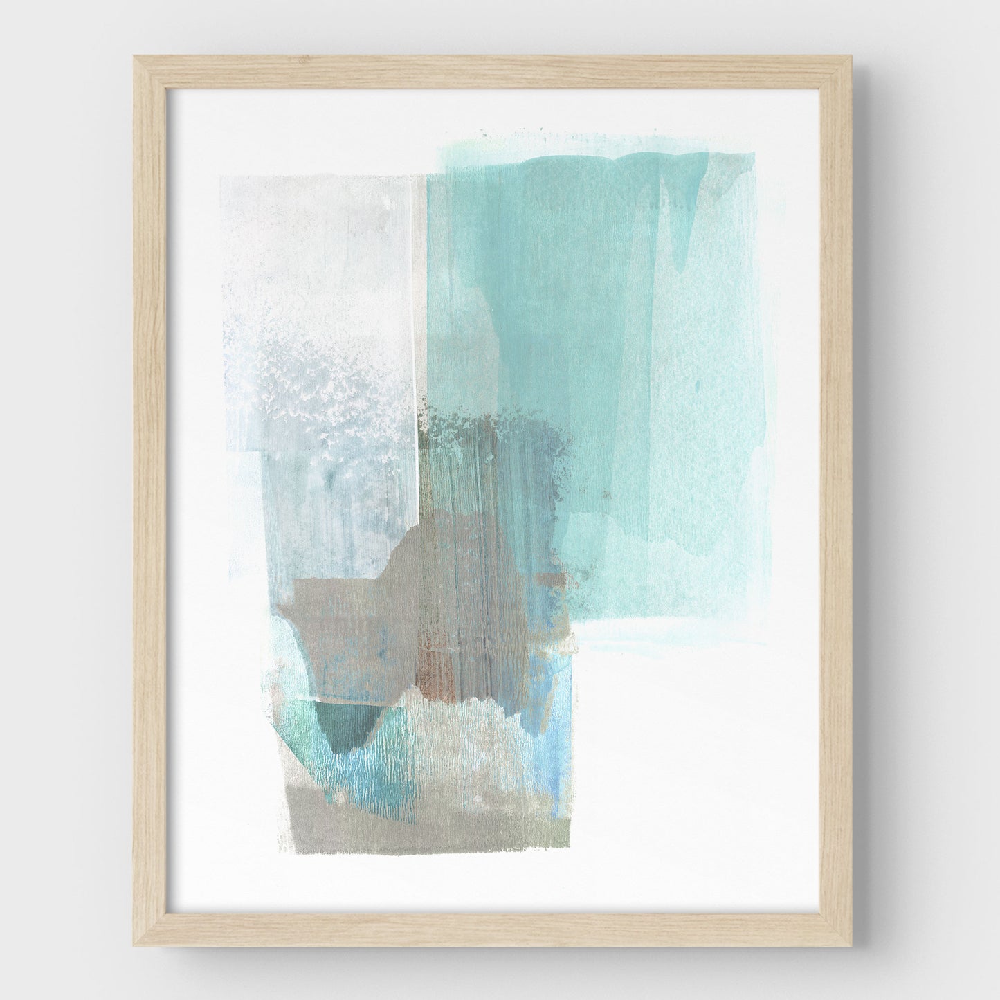 Aqua Blue and Brown Abstract Watercolor Painting Print