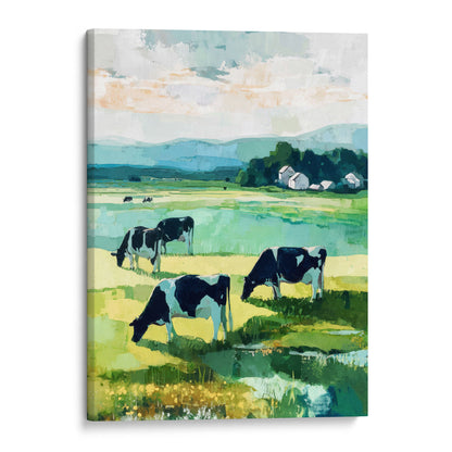 Cattle Grazing in a Green Pasture Art Print
