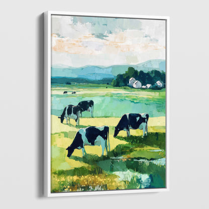 Cattle Grazing in a Green Pasture Art Print
