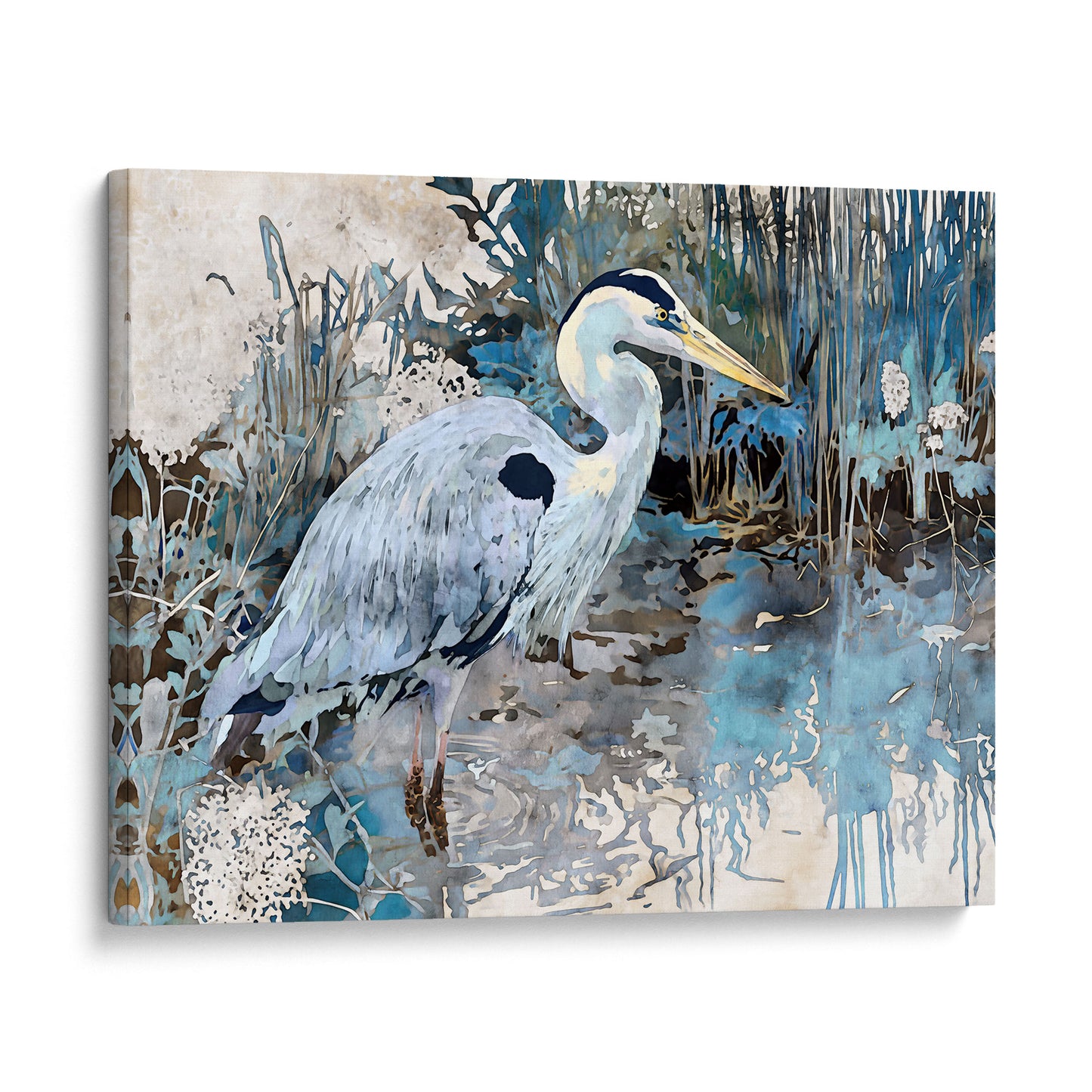 Great Blue Heron Horizontal Watercolor Print
