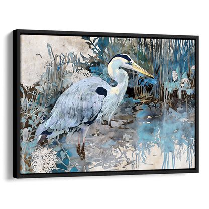 Great Blue Heron Horizontal Watercolor Print