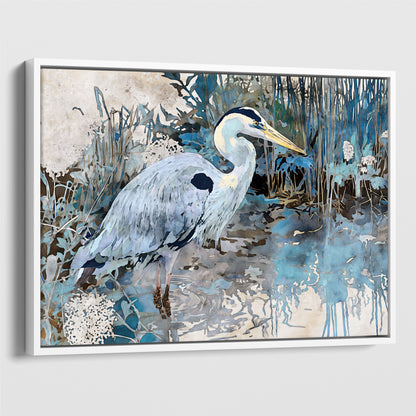 Great Blue Heron Horizontal Watercolor Print