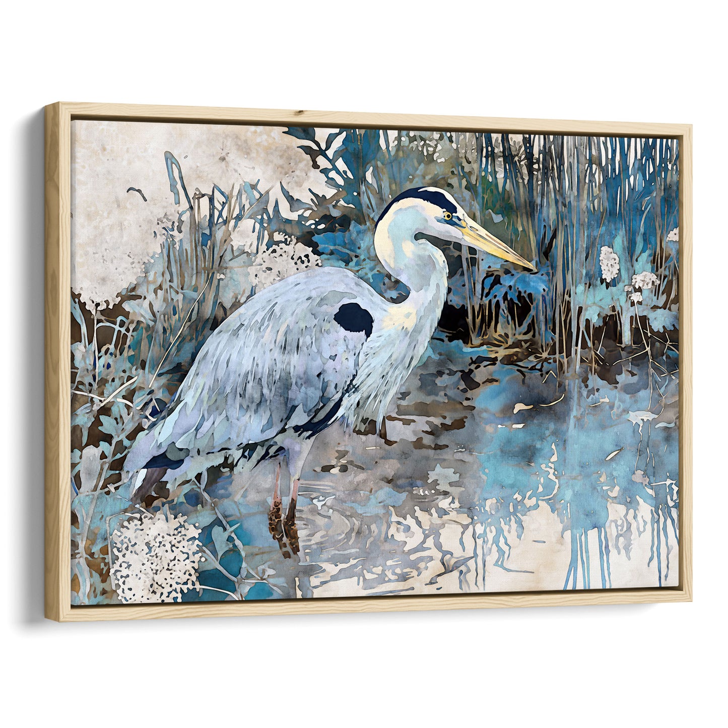 Great Blue Heron Horizontal Watercolor Print