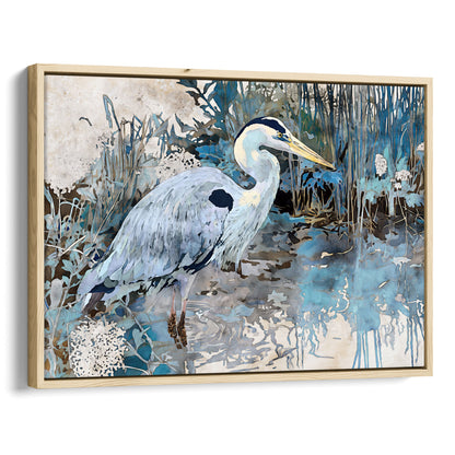 Great Blue Heron Horizontal Watercolor Print