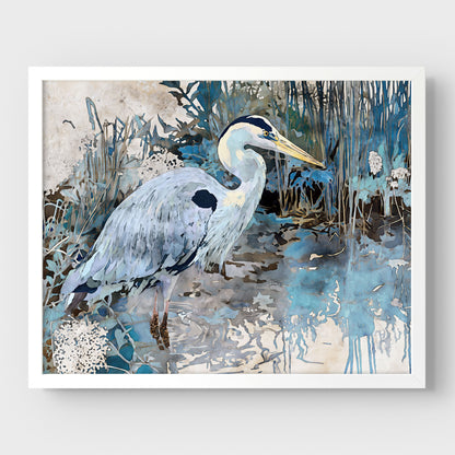 Great Blue Heron Horizontal Watercolor Print