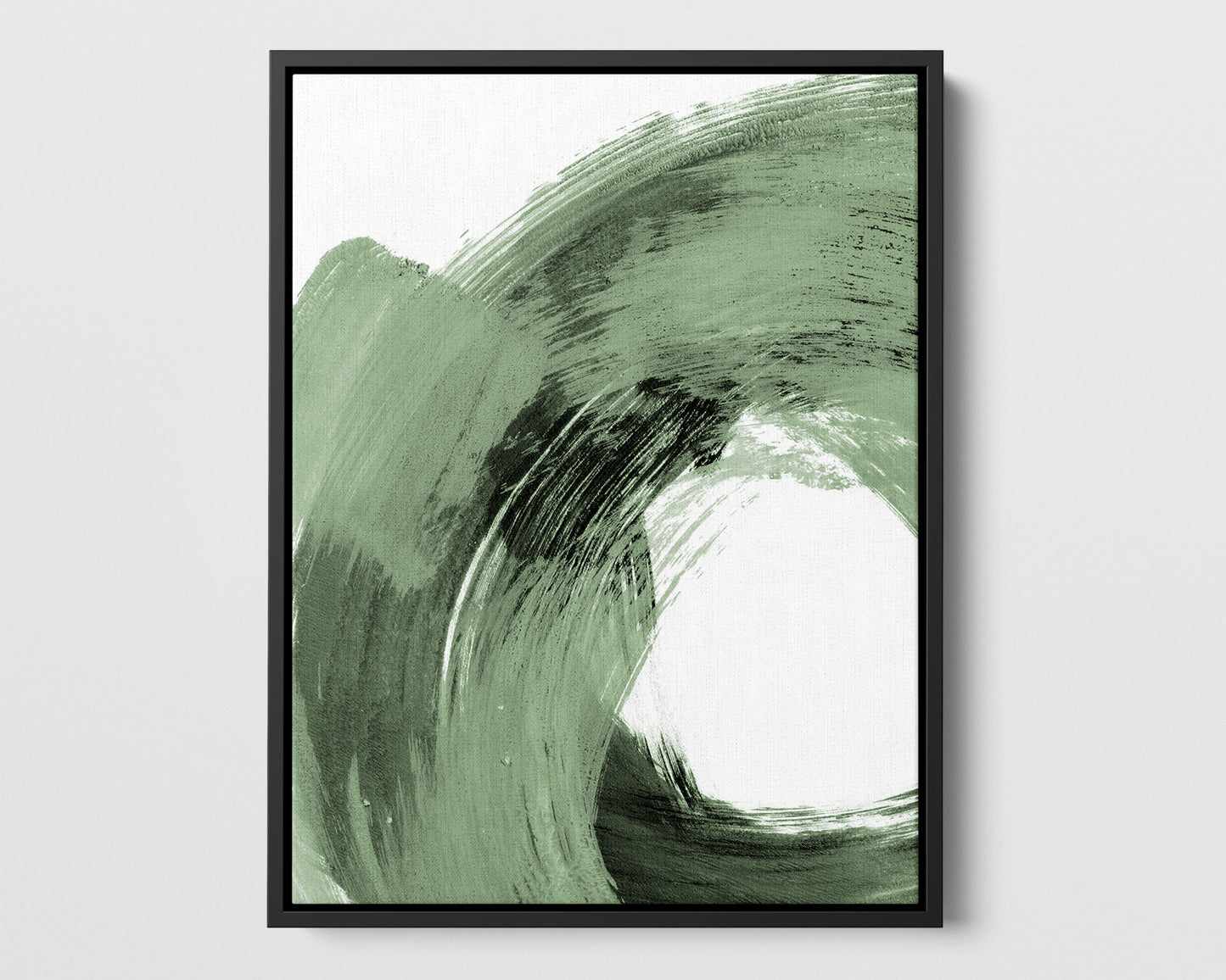 Green and Black Curved Brushstrokes Print