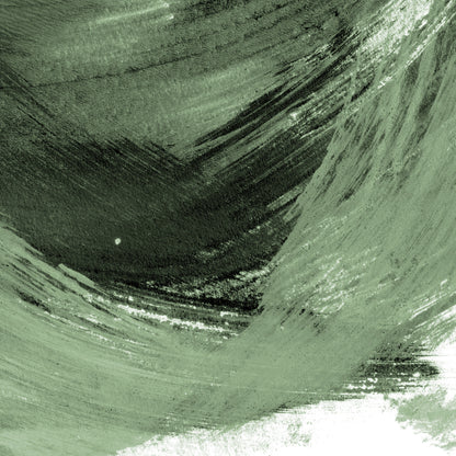 detail of Black and Sage Green Modern Minimalist Abstract Brush Stroke Painting Print