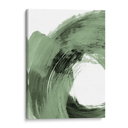 Sage Green and Black Modern Minimalist Abstract Brushstroke Painting Wall Art Print on gallery wrap canvas