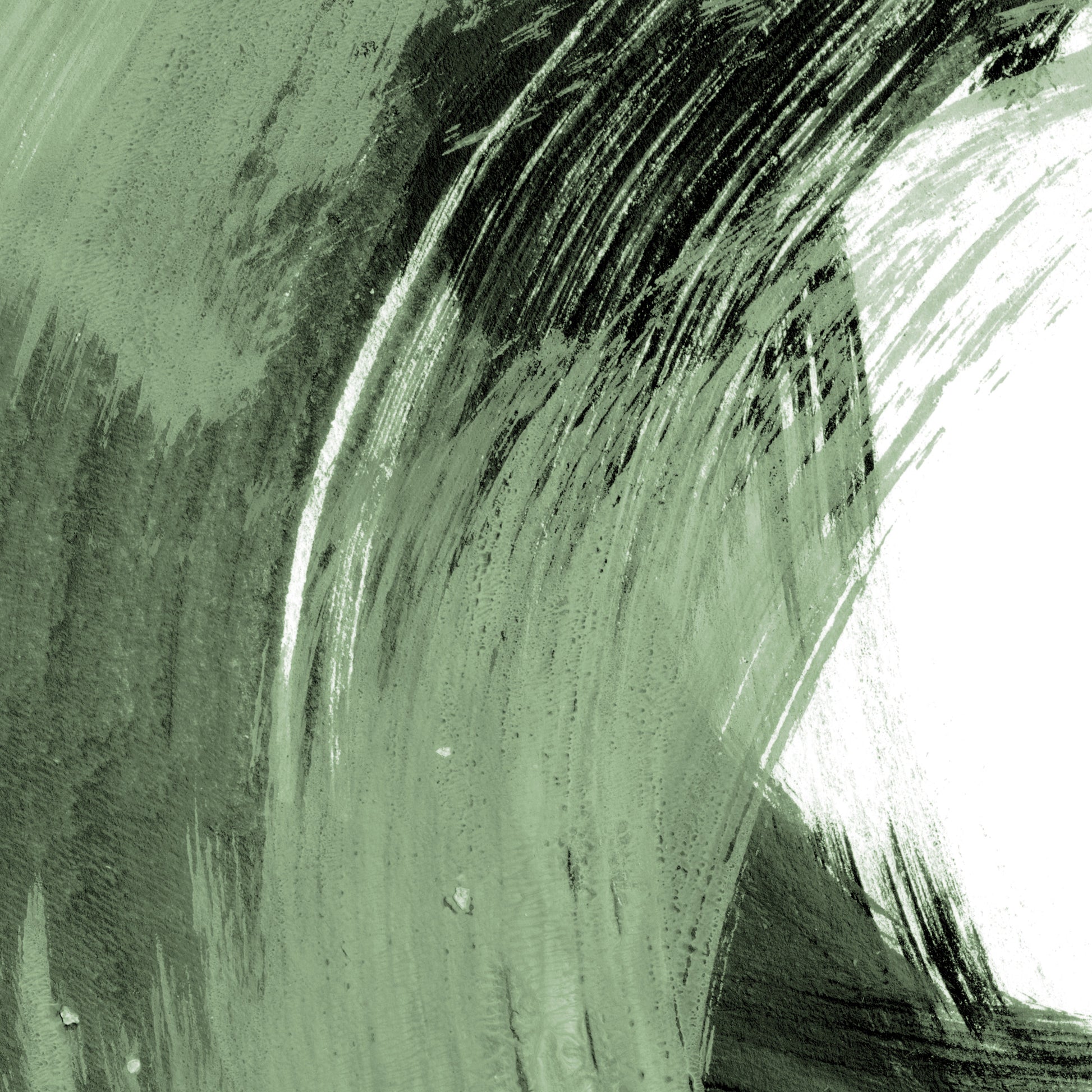 detail of Sage Green and Black Modern Minimalist Abstract Brushstroke Painting Wall Art Print