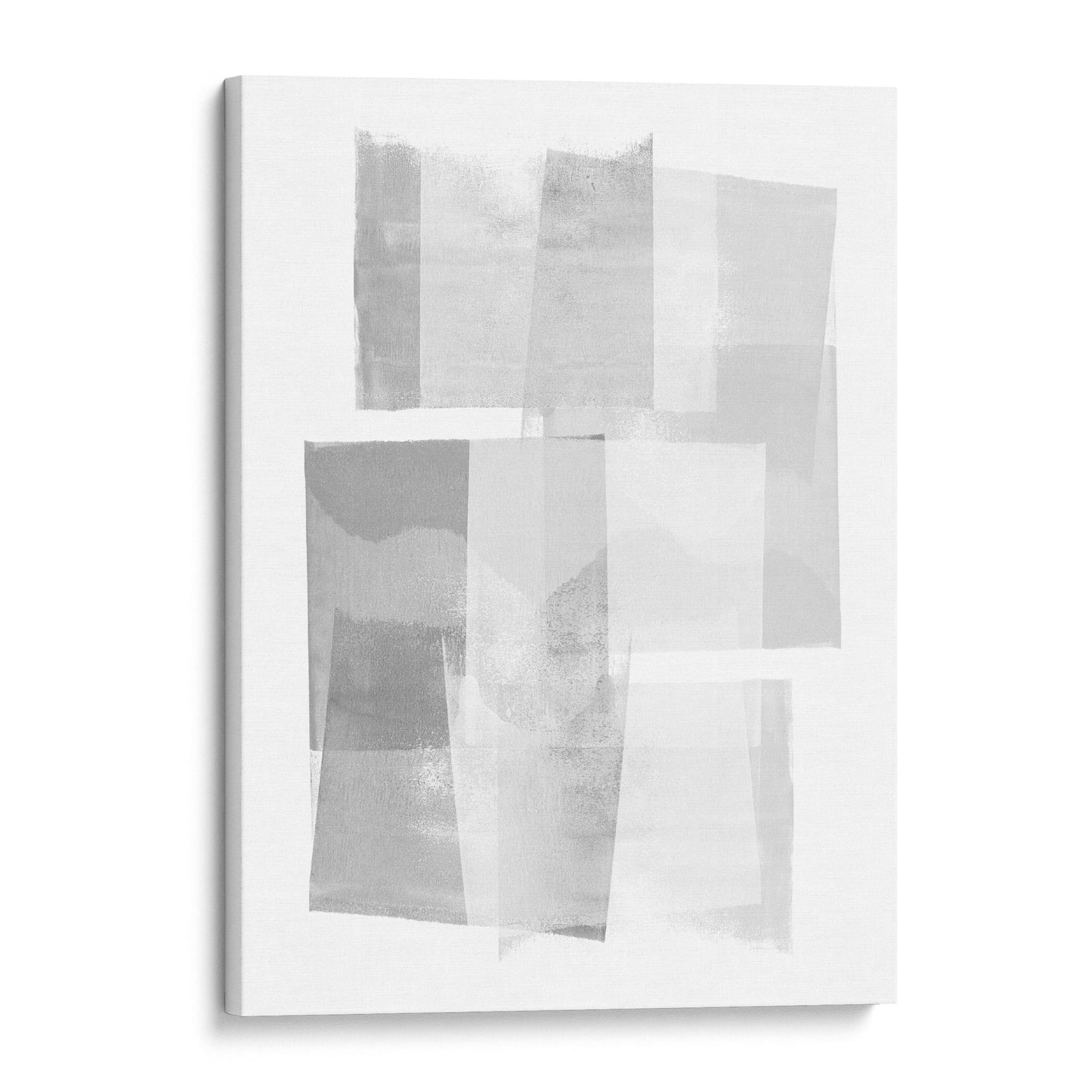 Grey and White Blocks Geometric Abstract Painting Print