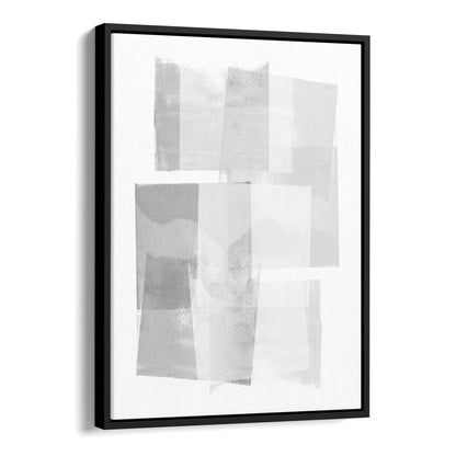 Grey and White Blocks Geometric Abstract Painting Print