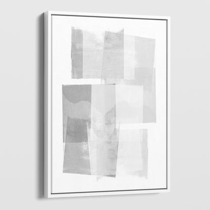 Grey and White Blocks Geometric Abstract Painting Print