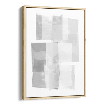 Grey and White Blocks Geometric Abstract Painting Print