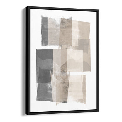 Beige and Grey Blocks Geometric Abstract Painting Print