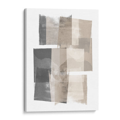 Beige and Grey Blocks Geometric Abstract Painting Print